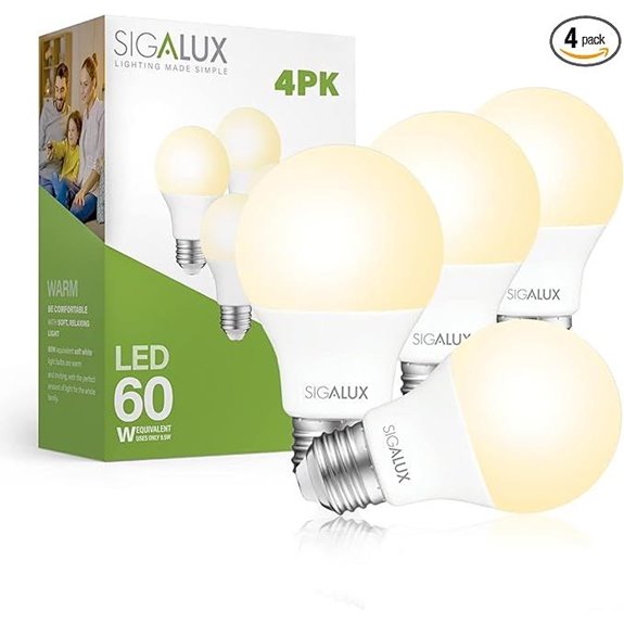 Sigalux 4-Pack 60W Equivalent LED A19 Bulb 2700K