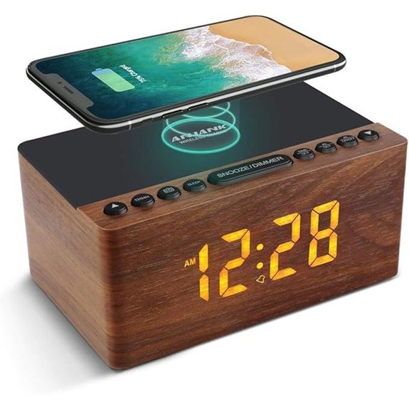 ANJANK Digital LED Alarm Clock with Wireless Charger
