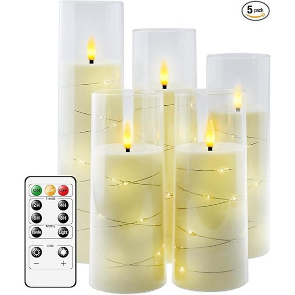 Flickering Flameless LED Candles with Timer (5 Pack)