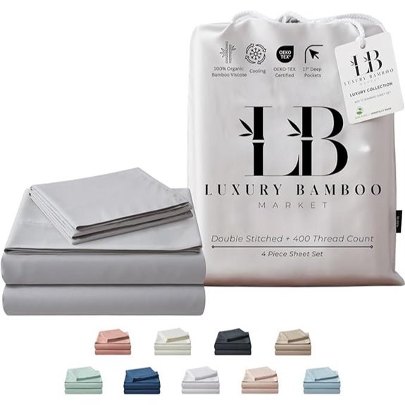 Luxury Bamboo King Bed Sheet Set with Deep Pockets