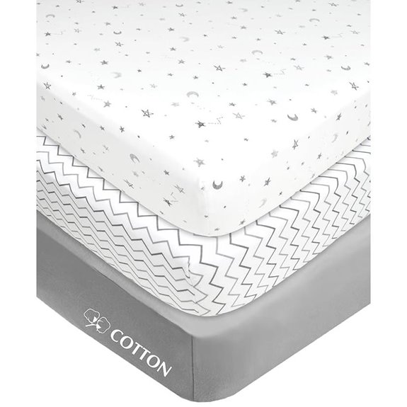 American Baby 3 Pack Cotton Crib Sheets for Mini Cribs