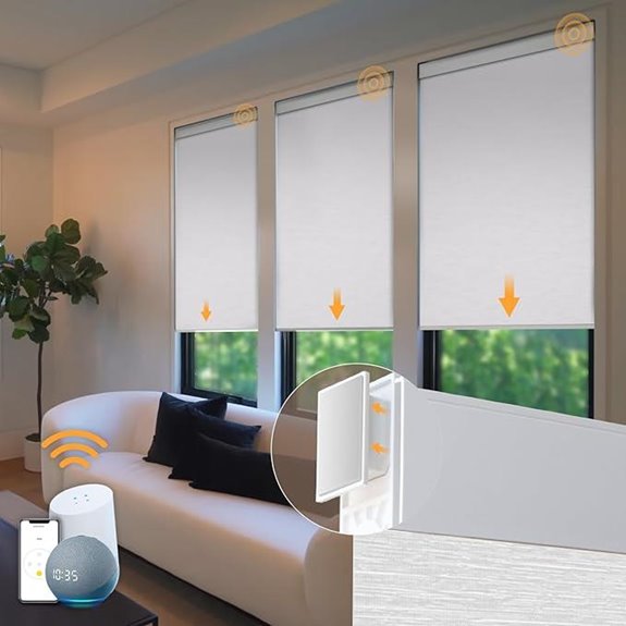 Motorized Cordless Smart Blinds with Remote (White)