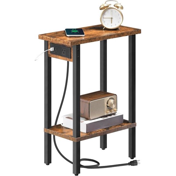 HOOBRO Narrow Side Table with Charging Station