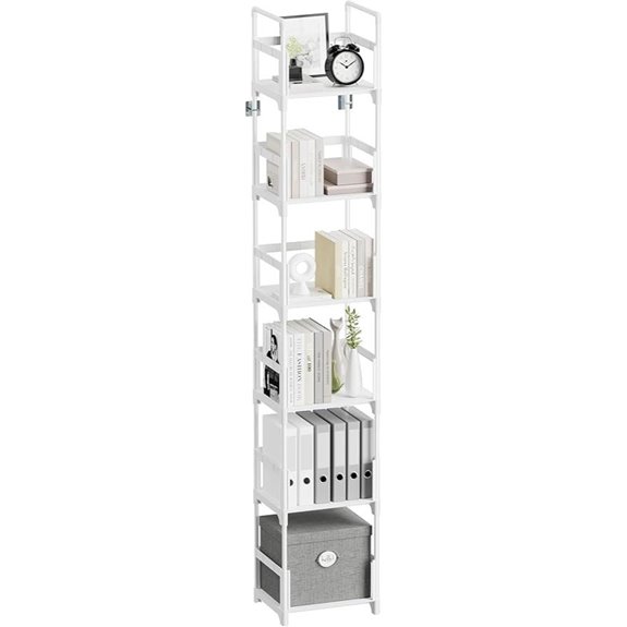 Fiducial Home 6-Tier Narrow White Bookcase