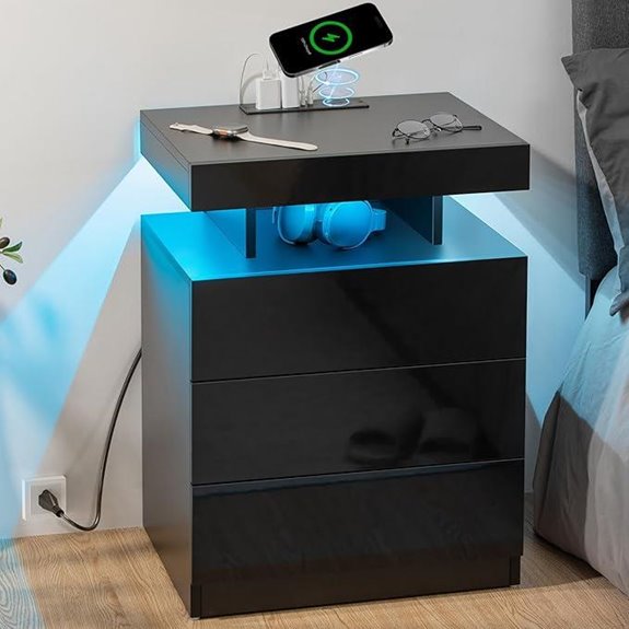 HOMMPA LED Nightstand with Wireless Charging & USB