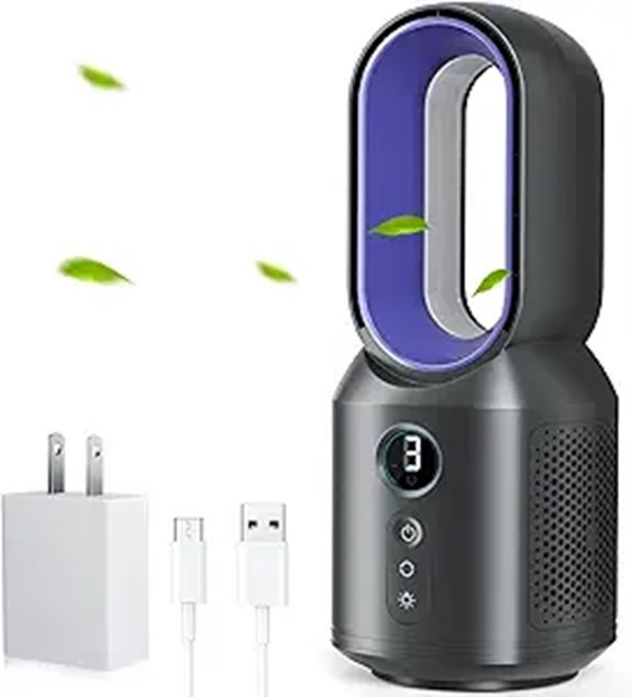 Let'me 13-Inch Bladeless Oscillating Desk Fan