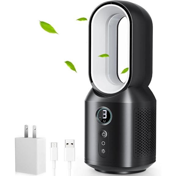 Let'me 13-Inch Bladeless Oscillating Desk Fan