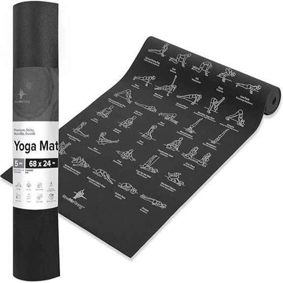NewMe Fitness Yoga Mat with Poses Non-Slip 68-inch