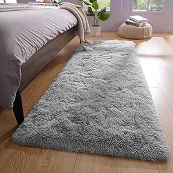 YJ.GWL Shag Non-Slip Runner Rug for Bedroom