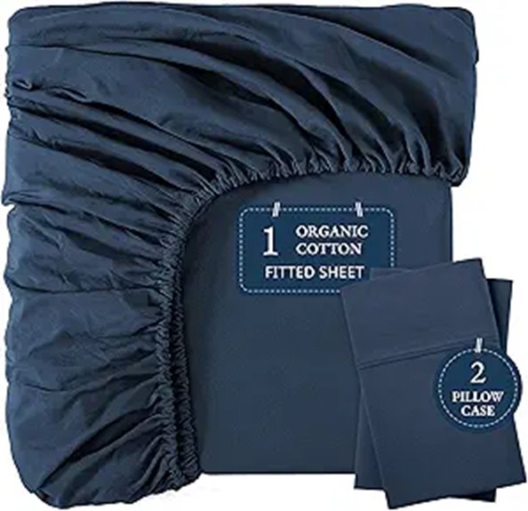 Lane Linen Organic Queen Fitted Sheet with Pillowcases