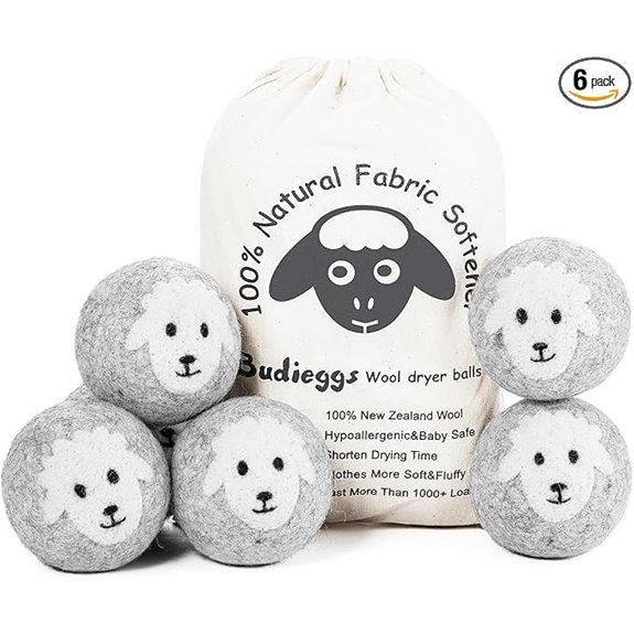 Organic Wool Dryer Balls 6-Pack for Soft Fast Drying