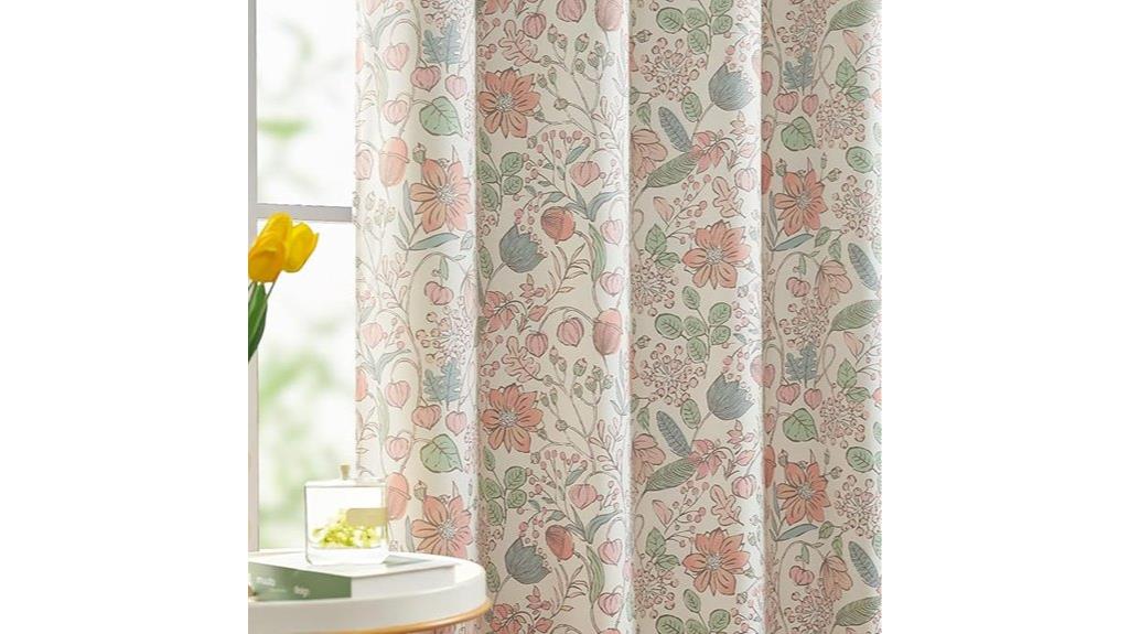 pink floral curtain set