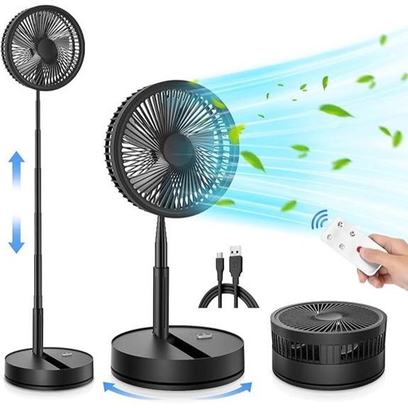 LIPETY Portable Rechargeable Oscillating Fan with Remote