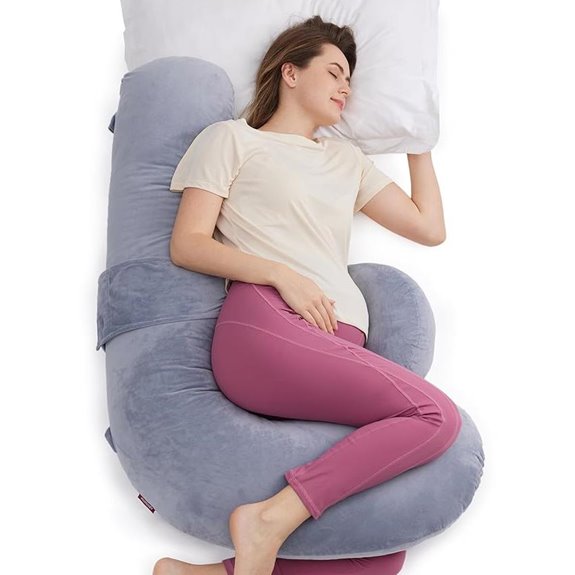 Momcozy F-Shaped Pregnancy Pillow with Wedge Grey