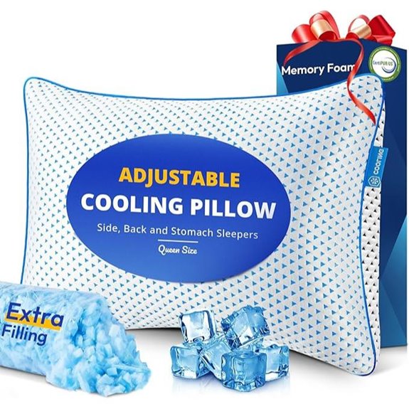 Adjustable Cooling Gel Memory Foam Pillow Queen Size