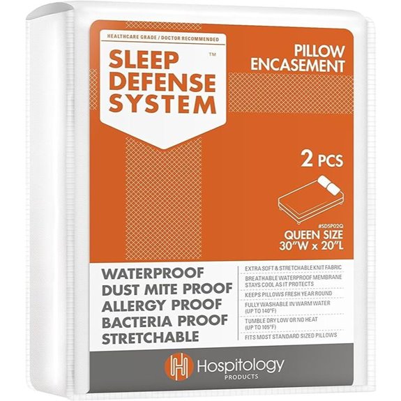 HOSPITOLOGY Pillow Encasements Queen Waterproof Set of 2