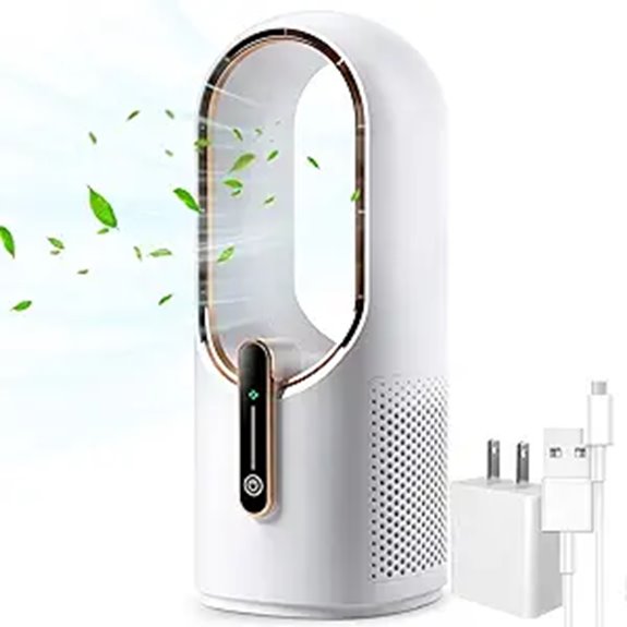 Bladeless Desk Fan 11.8 Inch Quiet 3-Speed