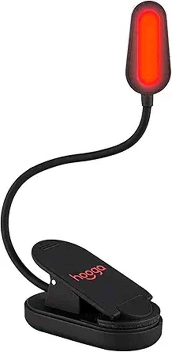 Hooga Red Clip-On LED Book Light for Reading