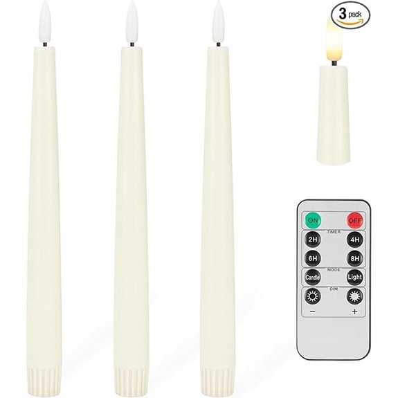 Flickering Flameless Taper Candles with Remote (3 Pack)