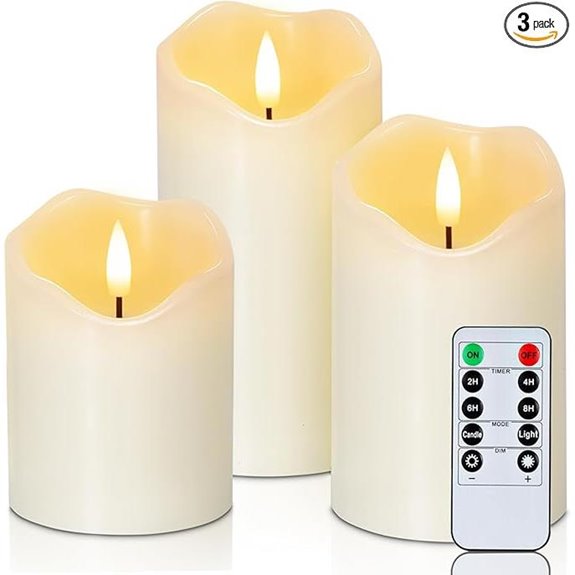 Homemory Flickering LED Candles with Remote Set of 3