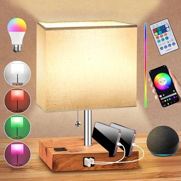 Smart RGB Dimmable Table Lamp with Charging Ports