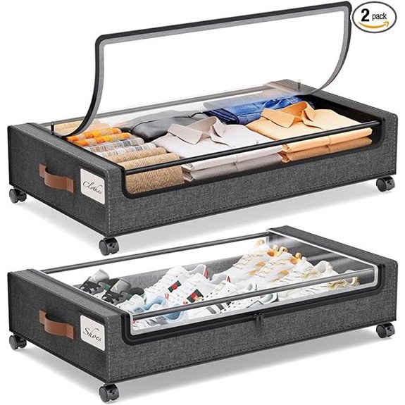 Yecaye Under Bed Storage with Wheels (2-Pack)