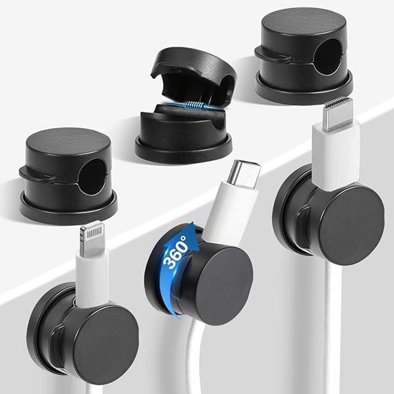 6-Pack Rotatable Spring Cable Clips for Cord Management