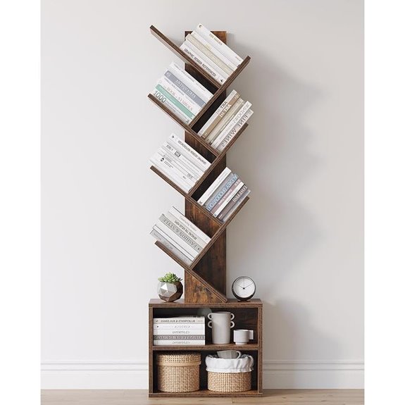 SUNMORY 6-Tier Rustic Brown Tree Bookshelf