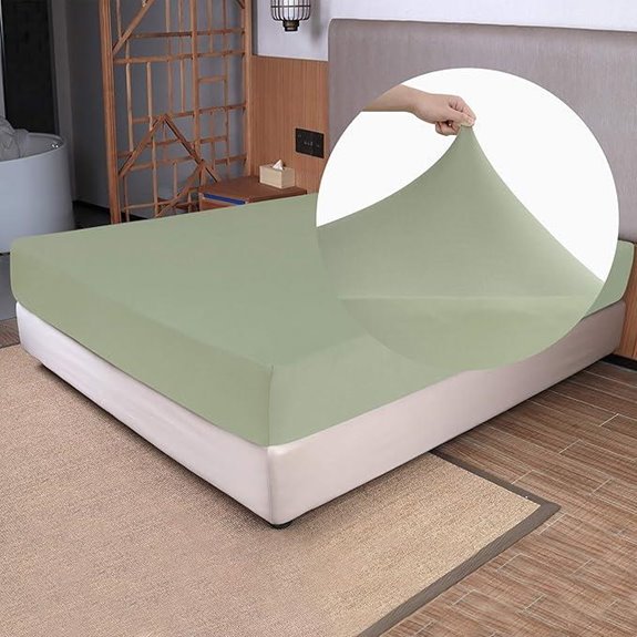 Soft Stretch King Fitted Sheet Jersey Knit Sage Green