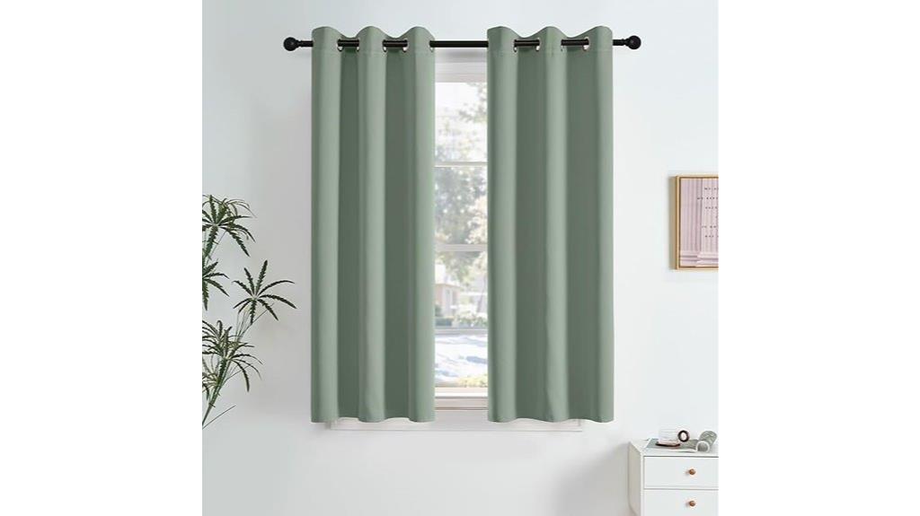 sage green room curtains