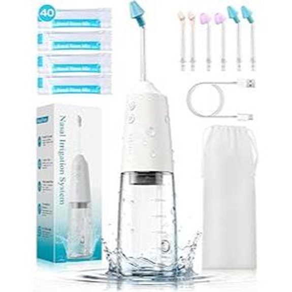 Nasal Irrigation System with Saline Packets and Nozzles