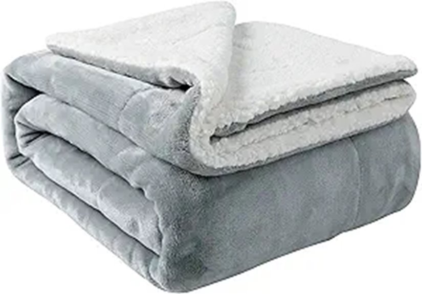 NANPIPER Sherpa Reversible Fleece Blanket Light Grey