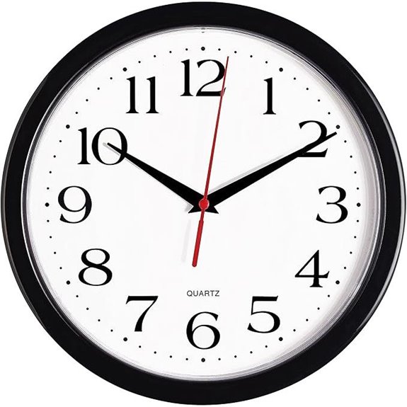 Bernhard Black Wall Clock Silent 10-Inch Quartz
