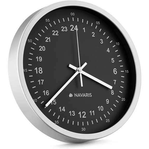 Navaris 24-Hour Wall Clock with Silent Movement