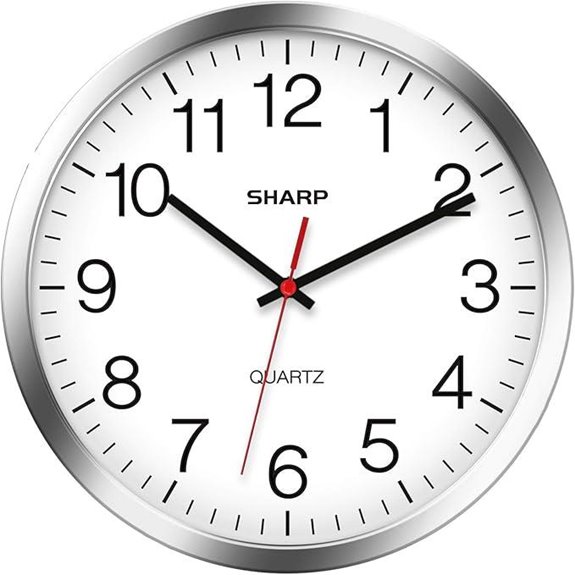 Sharp Silver Wall Clock with Silent Sweep Movement