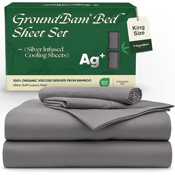 Silver Infused Bamboo Bed Sheets Set (King Gray)
