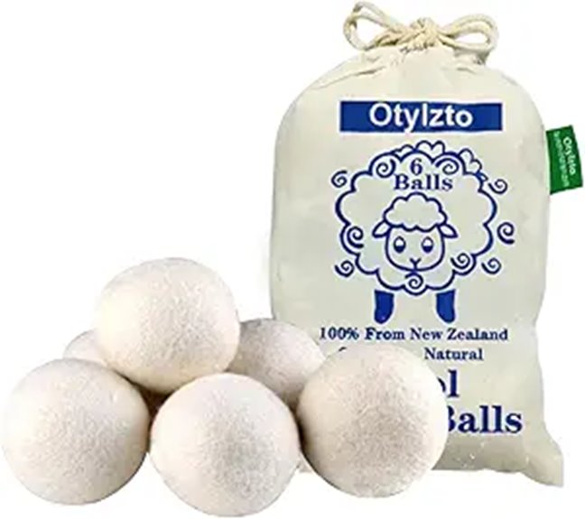 Wool Dryer Balls 6-Pack Reusable Fabric Softener