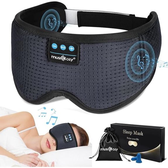 MUSICOZY Bluetooth Sleep Mask with 8 Sounds and Headphones