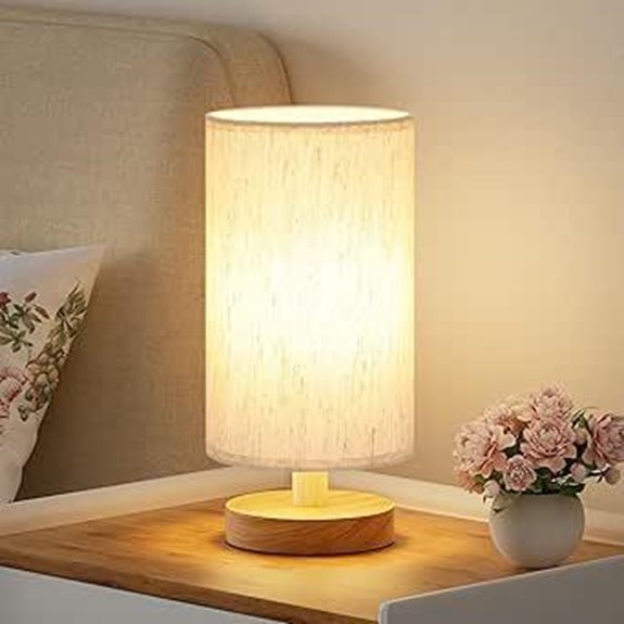 Fenmzee Small Bedroom Table Lamp with LED Bulb
