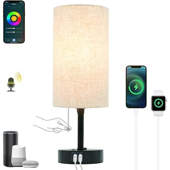 Smart Home Table Lamp with Charging Ports