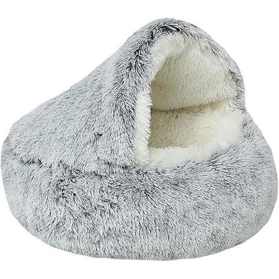 Calming Plush Dog Cave Bed with Anti-Slip Bottom