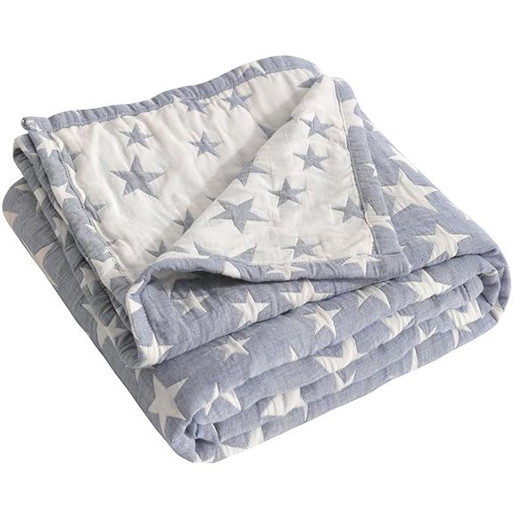 NTBAY Toddler Muslin Cotton Blanket 30x40 Blue