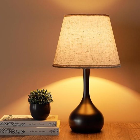 ONEWISH Touch Bedside Lamp with Dimmable Fabric Shade