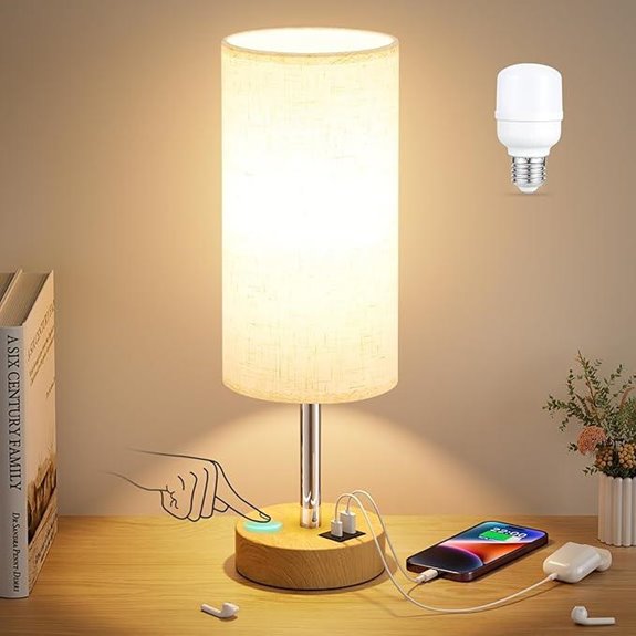 Dicoool Touch Bedside Lamp with USB Charging