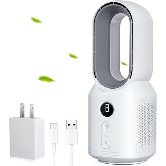 Let'me 13-Inch Bladeless Oscillating Desk Fan