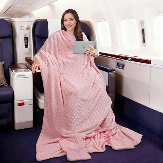 Tirrinia Travel Blanket with Foot Pockets for Travel