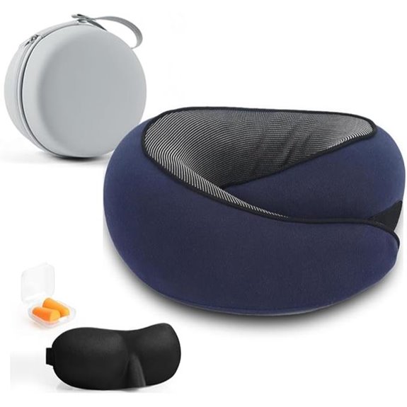 Travel Neck Pillow Set with Sleep Mask and Ear Plugs