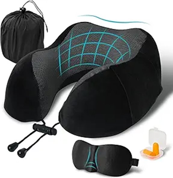 Travel Neck Pillow Set with Eye Masks and Earplugs