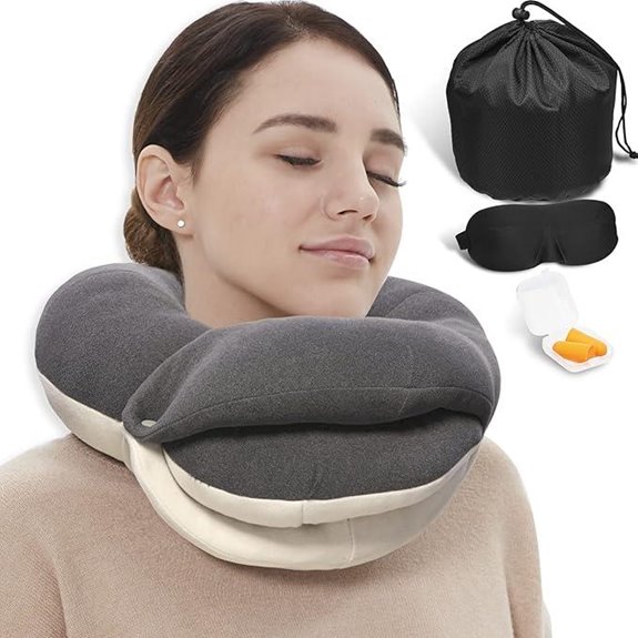 BUYUE Travel Neck Pillow Kit with Eye Mask and Earplugs
