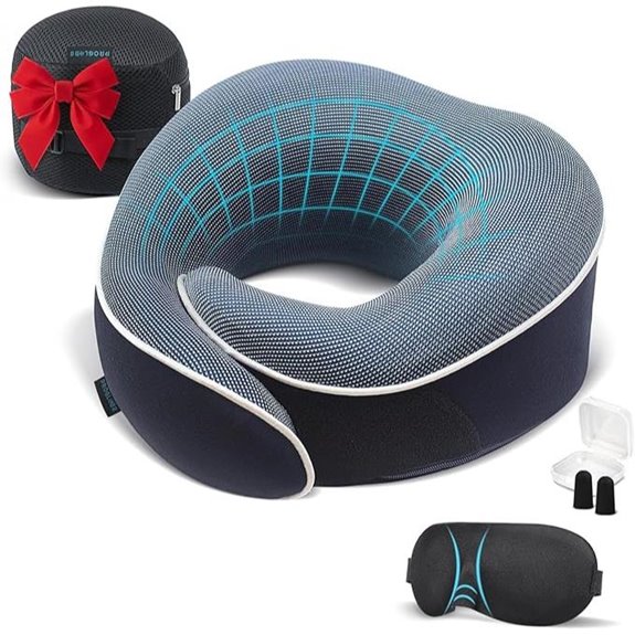 Proglobe Travel Neck Pillow Set with Eye Mask & Earplugs